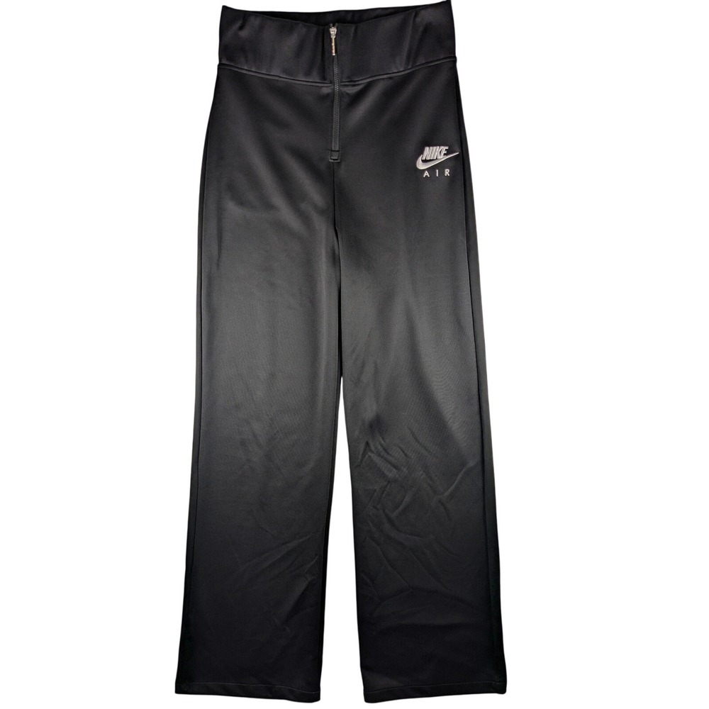 Nike Air Wide Leg Pants High Waist Black Athletic Casual Zip Front Small